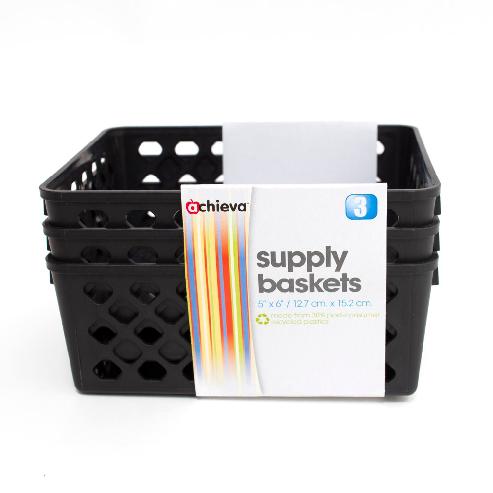Black, Storage & Organization, Art & School, OIC, Achieva, Recycled, Supply basket, Medium, 3 count, 2601